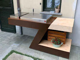 Barbecue di design con progettazione su misura in corten Rosta - Carpenteria metallica fabbro